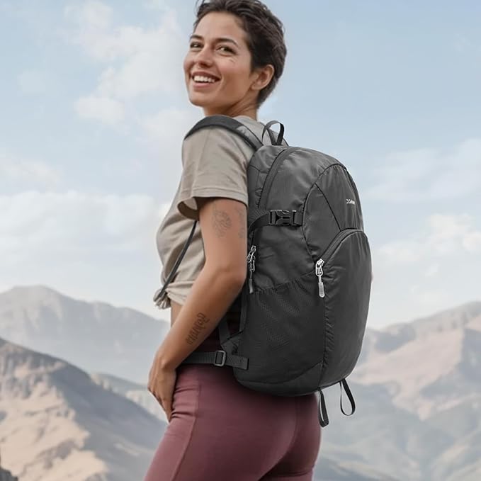 G4Free Hiking Backpack with Thickened Back Panel Packable 25L Lightweight Foldable Travel Daypack for Men Women(Black)