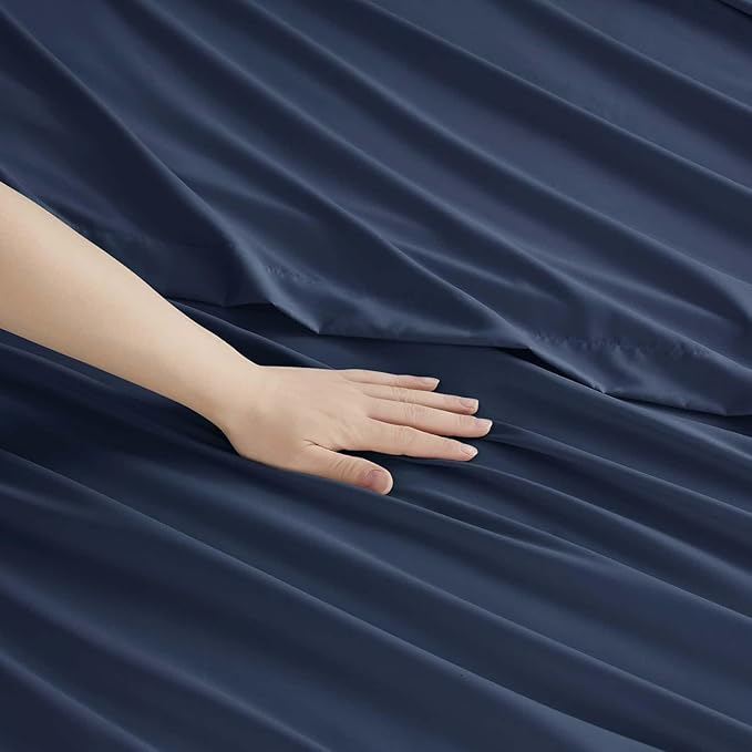 Clara Clark Twin XL Sheets, 5 Piece Set - Hotel Luxury Bed Sheets, Super Soft Bedding Set, Twin XL Size, Navy Blue