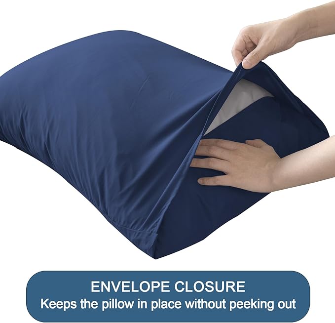 SPRINGSPIRIT Split Top King Sheets Sets for Adjustable Bed, 4 Piece Bed Sheets Set Deep Pockets, Extra Soft and Breathable Bedding Sheets, Navy