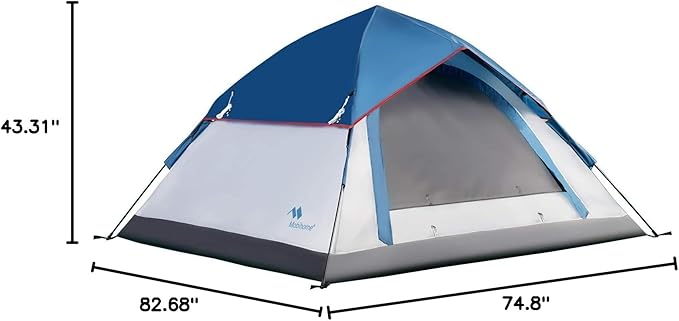 Tent for Family Camping Quick Setup, Instant Pop Up Dome Tents Outdoor 2-3 Person / 6 Person, with Water-Resistant Rainfly and Mesh Roofs & Door & Windows