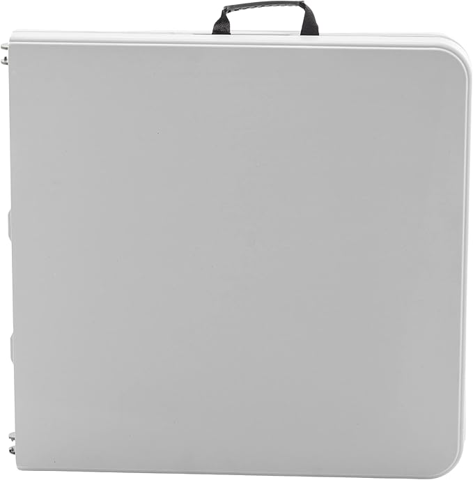 BTEXPERT Fold-in-Half Plastic 4ft Folding Utility Table Lightweight Adjustable Height Portable Carrying Handle Indoor Outdoor for Picnic Camping Office Home Party Wedding Easy to Clean Store White