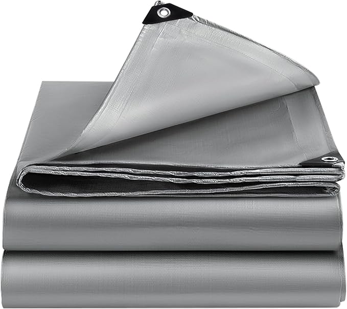 Tarps Heavy Duty Waterproof 12x30FT, 12 Mil Silver Heavy Duty Tarps with Grommets Reinforced Edges, UV Resistant, Tear&Fade Resistant, Large Covers for Camping Patio Roof Boat Outdoors