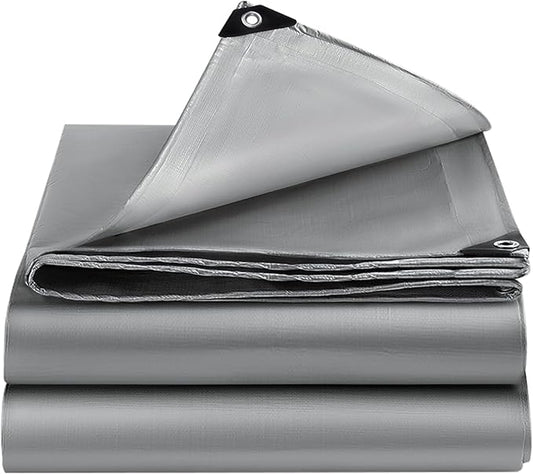 Tarps Heavy Duty Waterproof 12x30FT, 12 Mil Silver Heavy Duty Tarps with Grommets Reinforced Edges, UV Resistant, Tear&Fade Resistant, Large Covers for Camping Patio Roof Boat Outdoors