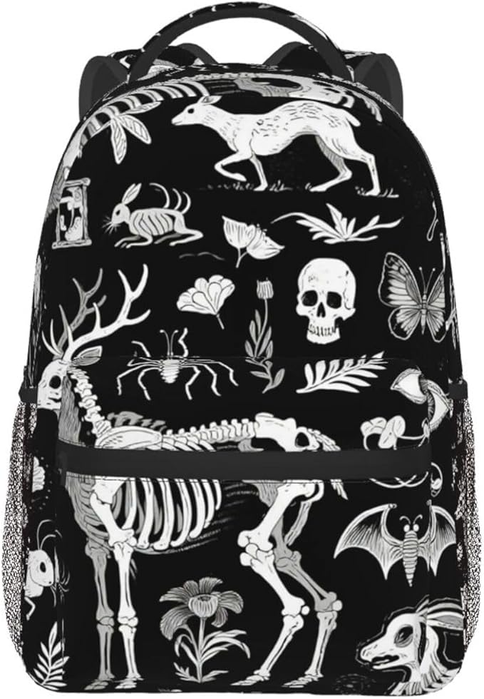 Daypack Backpack Multipurpose Anti-Theft Large Capacity Bookbag, Goth Spirit Board Witch Rabbit Black Art Travel Hiking Camping Rucksack With Adjustable Shoulder Straps