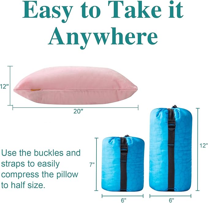 Small Gel Memory Foam Camping Pillow Travel - Contoured Support -Compressible Pillow Ideal for Backpacking, Camping, Travel, Car, Airplane,Office Nap