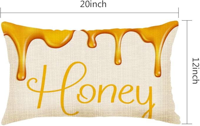 Throw Pillow Cover Honey Splash Dripping Sweet Drops from Bee Honeycomb for Beekeeping Bakery of Dropping Syrup Desserts Decorative Pillow Case Home Decor 20x12 Inches Pillowcase