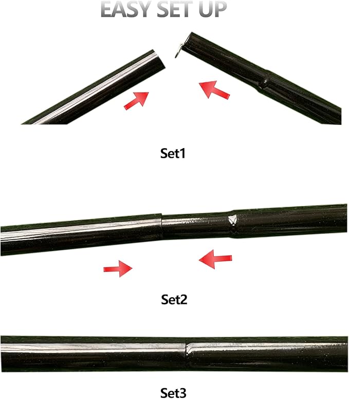 Tent Poles Adjustable Tarp Poles Steel Rods for Tarp Canopy Camping Replacement Set of 2 +Pegs & Reflective Ropes