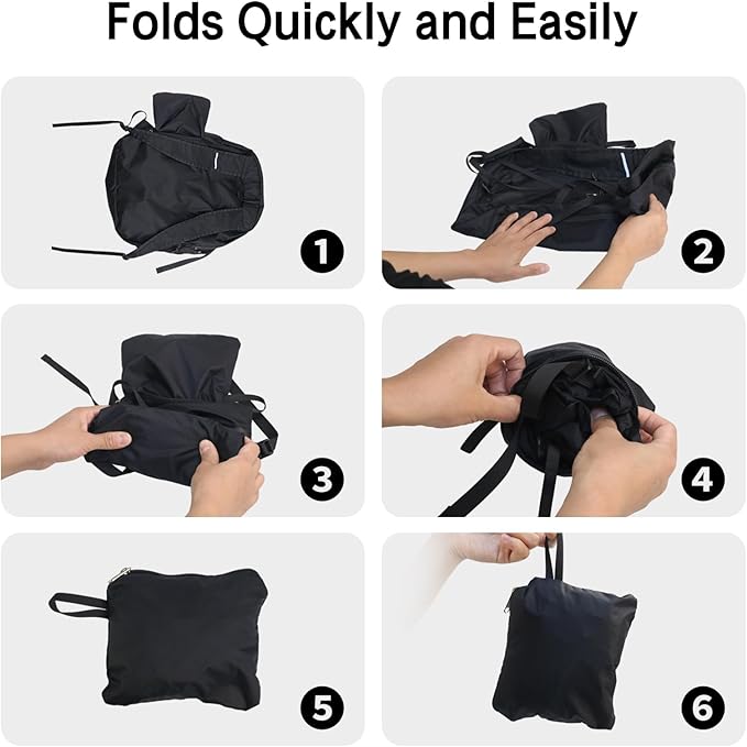 20L Packable Backpack Lightweight Waterproof Foldable Daypack Hiking Daypack for Men Women Reusable Packable Bag Outdoor Camping Hiking Travel Cycling (Black)