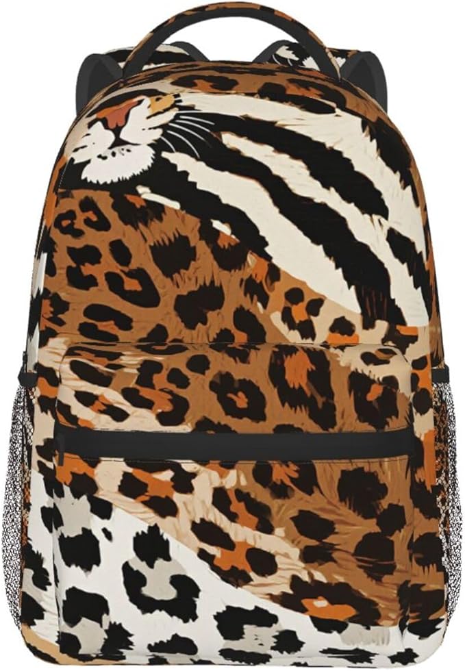 Rucksack Polyester Anti-Theft Multipurpose Leopard Print Animal Skin Patterns Carry On Bag Large Capacity Travel and Sport Backpack Rucksack With Smooth Zippers