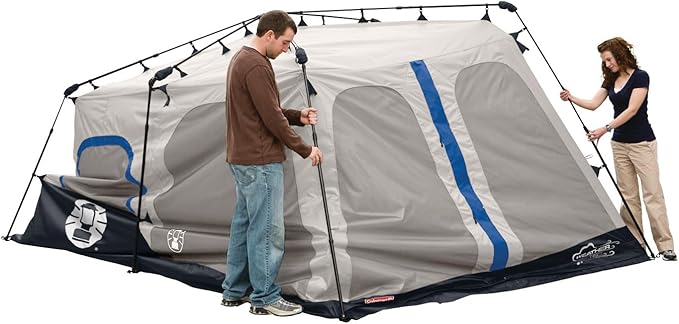 Coleman 4/6/8/10 Person Instant Camping Tent with 1-Minute Setup, Large Family Tent with Pre-Attached Poles, Air Vent, & Carry Bag, Sets Up in About 60 Seconds