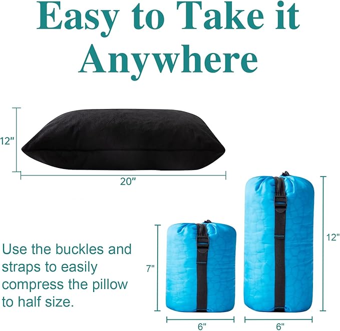 Small Shredded Gel Memory Foam Pillow,Adjustable for Contoured Support -Portable Ideal for Backpacking, Camping, Travel, Car, Airplane,Office Nap