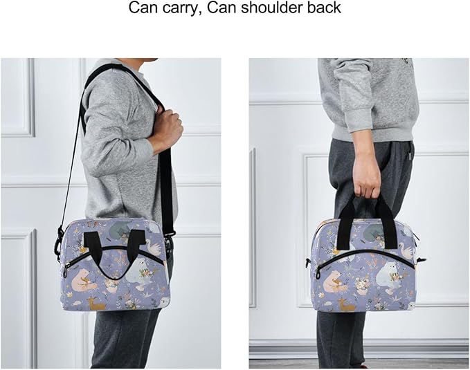 ALAZA White Bear Pattern Lunch Box for Men Women Adults Insulated Lunch Bag Cooler Bag with Adjustable Shoulder Strap for Work Picnic Travel