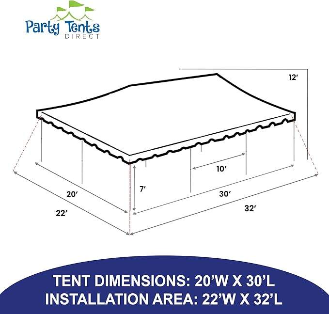 Party Tents DIRECT 20' x 30' Weekender West Coast Frame Style Party Tent | White PVC Top | for Weddings, Graduations, Banquets, and Events