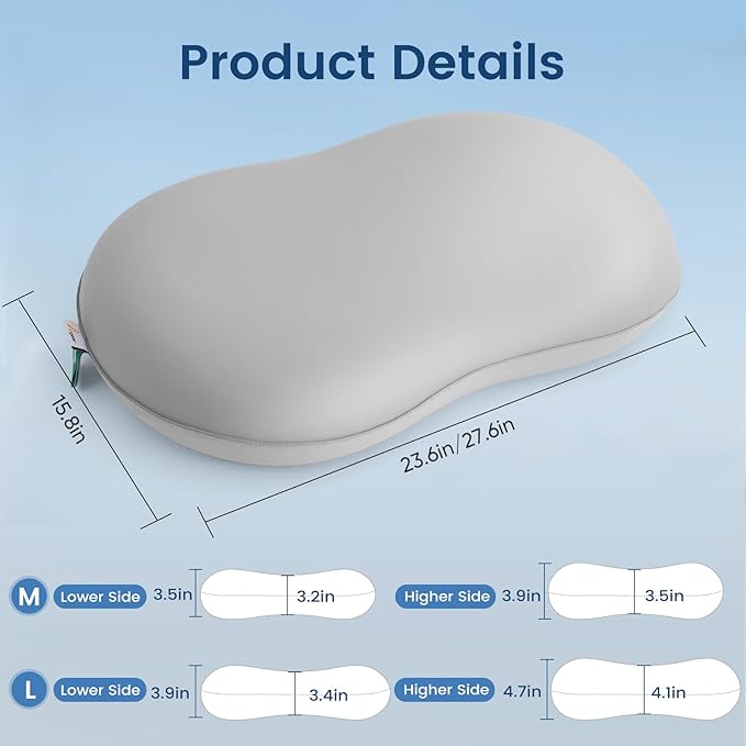 Elegear Deep Sleep Cooling Neck Pillow, Cervical Side Sleeper Pillow for Pain Relief with Zero-Pressure Tech & Built-in Springs Design, Ergonomic Contour Memory Foam Pillows for Back&Side Sleepers - L