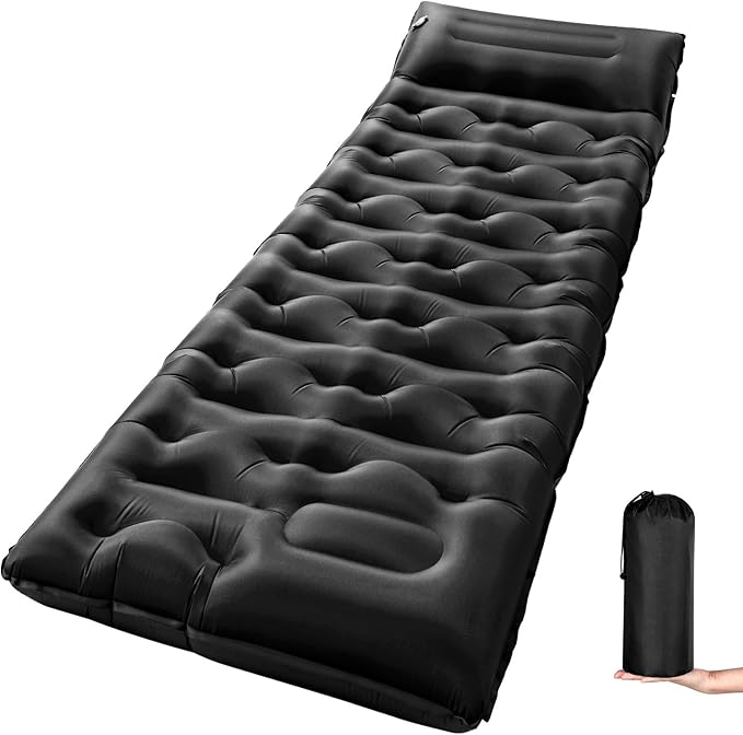 KASBAH Camping Sleeping Pad,6 inch Thick Inflatable Camping Mattress with Built-in Foot Pump and Pillow,Ultralight Sleeping Mat Backpacking Gear for Outdoor Hiking,Camping, Traveling and Tent