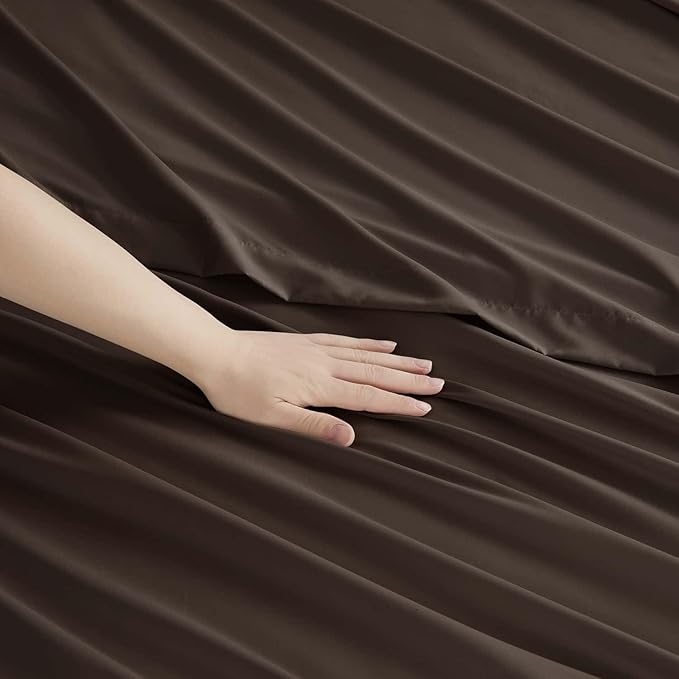 Clara Clark Cal King Sheets, 6 Piece Set - Hotel Luxury Sheets for Cal King Size Bed, Super Soft Bedding Set, Cal King Size, Chocolate Brown