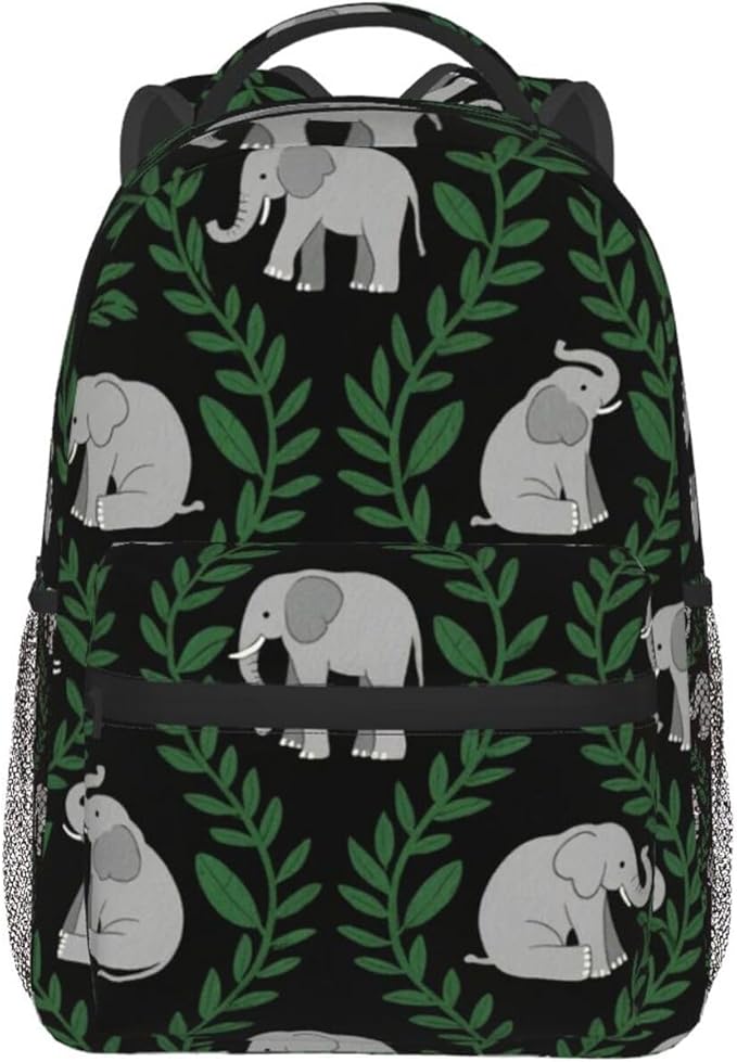 Lightweight Daypack Bookbag for Trekking Business Walking Cycling, Big Capacity Anti-Theft Multipurpose Carry On Bag, Laughing Elephants Print Business Computer Bag