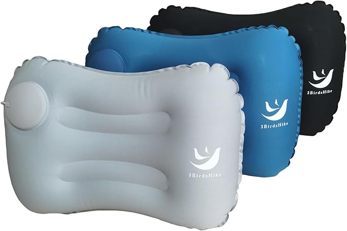 2 Pack Inflatable Camping Pillow – Ultralight Travel & Beach Air Pillow for Neck & Lumbar Support, Press-to-Inflate Design, Compact for Hiking, Backpacking & Outdoor Adventures – Black