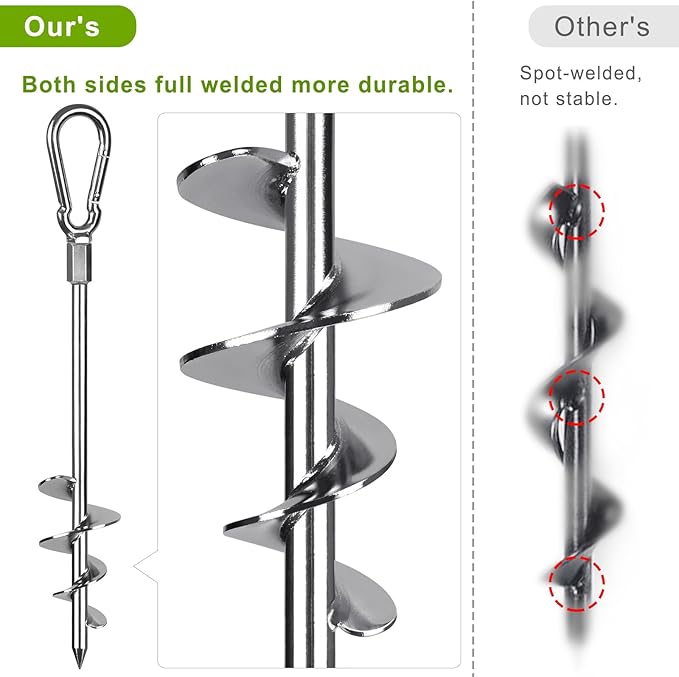 SELEWARE 18 Inch Ground Anchors Screw in, Heavy Duty Trampoline Stakes, Tent Stakes, High Wind Wider Spiral Earth Anchors for Trampolines, Camping Tent, Sheds, Carports, Securing Animals, Swing Sets