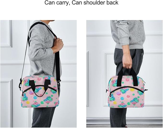ALAZA Cute Teddy Bear Pattern Lunch Box for Men Women Adults Insulated Lunch Bag Cooler Bag with Adjustable Shoulder Strap for Work Picnic Travel