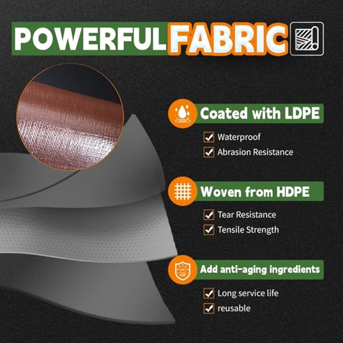 RAINDEWAY 20x30 Feet Super Heavy Duty Tarp 18 Mil, UV Resistant, Weatherproof, Multipurpose Waterproof Poly Tarp with Grommets and Reinforced Edges, Brown/Gray Tarps
