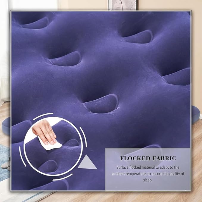 Single Size Air Mattress - Waterproof & Puncture-Resistant Inflatable Bed for Camping, Home & Travel - Portable Foldable Sleeping Pad with Comfortable Airbed Design 75"x30"x9"