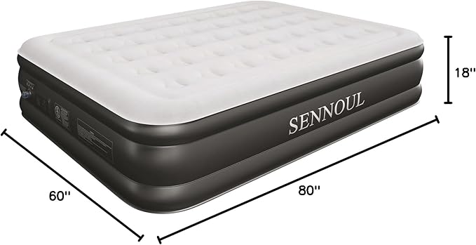 Air Mattress Queen with Built in Pump - Upgraded Blow Up Bed,2 Mins Quick Self Inflatable and Deflate, 18"/650lbs Max, Strong Support, Flocked Top, Puncture Resistant, for Camping,Home,Guests