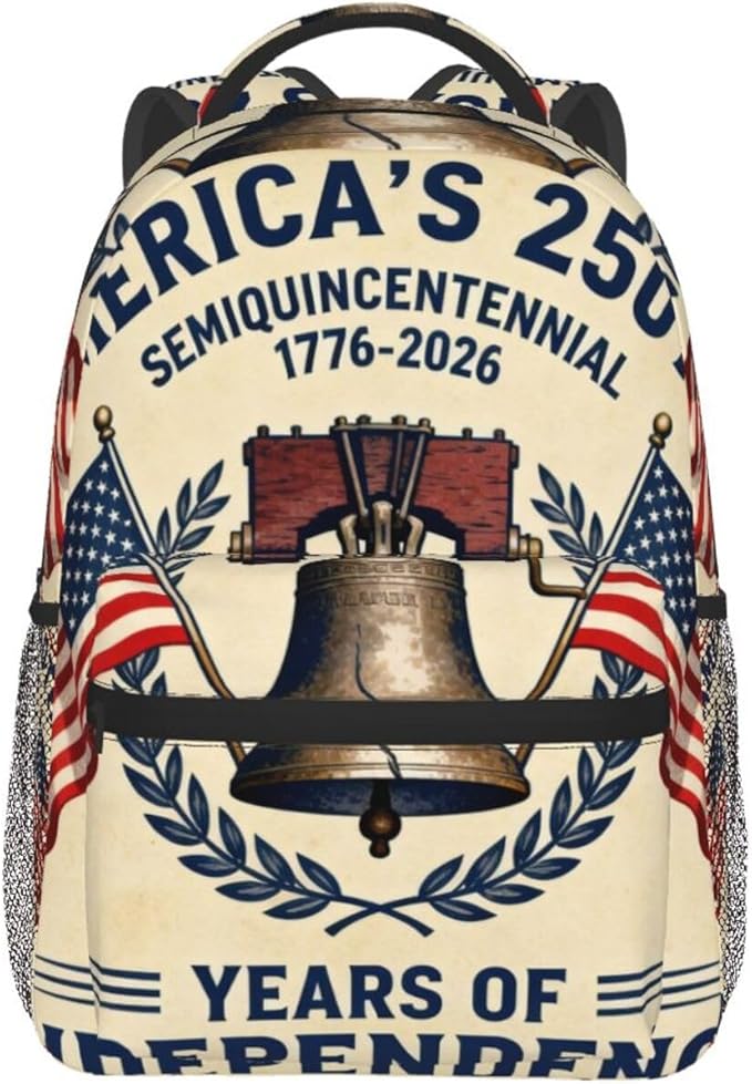 Rucksacks Lightweight Multipurpose Anti-Theft 250th Anniversary 1776-2026 Patriotic Freedom Art Shoulder Bag Large Capacity Business Computer Bag With Smooth Zippers
