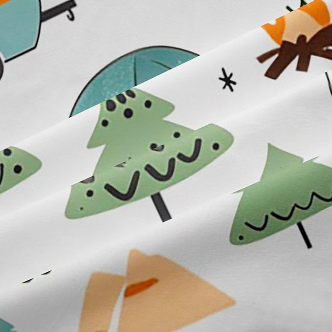jejeloiu Camper Curtains for Bedroom Living Room Happy Camping 30%-50% Blackout Shades Cartoon Camping Car Room Darkening Curtain Window Treatments, 2 Panels 42 x 90 Inch Decor