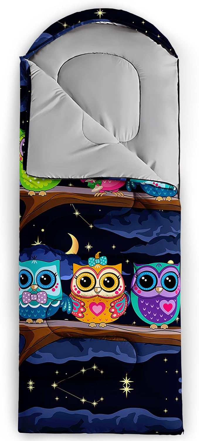 AILONEN Girls Pink Camping Sleeping Bags,Lightweight & Waterproof,3 Season Warm & Cool Weather,Cute Bow Duck Print Sleeping Bags for Kids,Girls,Adults Travelling,Outdoors