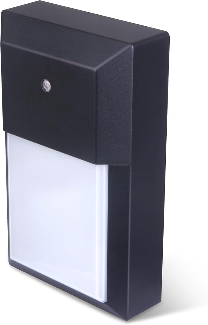 LIT-PaTH Dusk to Dawn Outdoor Wall Lantern, LED Wall Sconce for Porch Lighting Fixture, 3000K 12W 1000 Lumens, Aluminum Housing Plus PC, Black Finish, 1-Pack