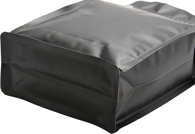 50 Pack Coffee Bags with Aluminum Foil and Degassing Valve, Resealable High Barrier Storage Bags, Odor-Proof for Coffee Beans, Stand Up Coffee Pouch, Flat Bottom (Medium-12OZ, Black)