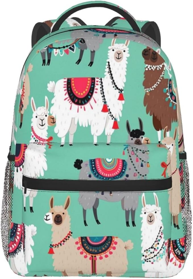 Lightweight Backpack for Gym Travel Bicycle, Big Capacity Multipurpose Anti-Theft Carry On Bag, Alpaca Llama Animal Travel Hiking Bag Day Pack
