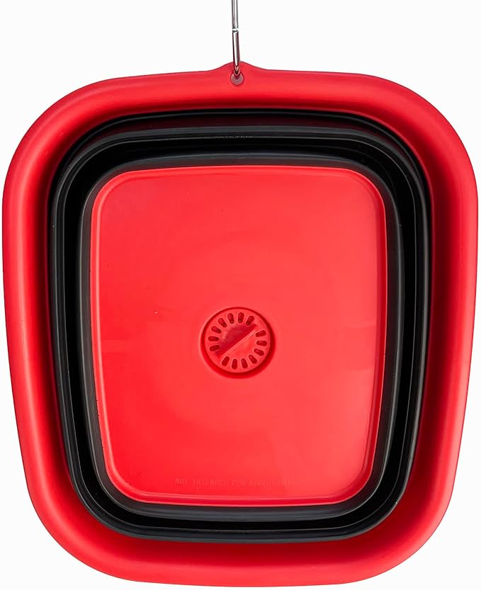 SAMMART 15L (3.9 Gallon) Collapsible Dishpan with Draining Plug - Foldable Washing Basin - Portable Dish Washing Tub - Camping & Space Saving Kitchen Storage Tray (Vermeil/Black)