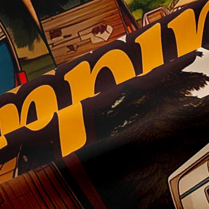jejeloiu Rustic Cabin Camper Pattern Blackout Curtains 30%-50% Camping RV Darkening Drapes for Bedroom Living Room Campfire Tent Thermal Insulated Shades Outdoor Camping, 2 Panels 52 x 90 Inch