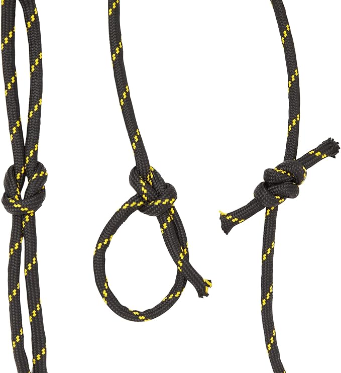 Diamond Braided Rope - 1/2 in x 100 ft, Black & Yellow - Polyester Heavy Duty Rope for Camping, Outdoor Gear & Emergency Tent Setup