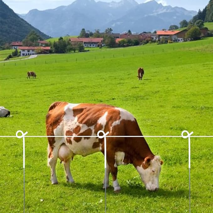 ARIFARO Step in Fence Post 41 Inch Electric Pig Tail Step-in Fence Post,Metal Fencing Poles for Control of Most Animals Pack of 30, White