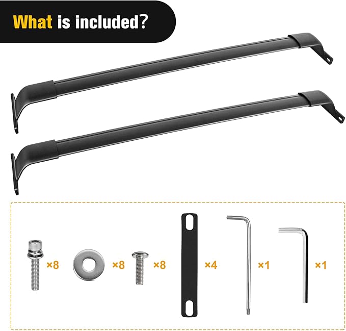Nilight Roof Rack Cross Bars Fit for Jeep Grand Cherokee L 3-Row 2021-2026 & Grand Cherokee WL 2-Row 2022-2026 Aluminum Rails Crossbars with Adjustable Length for Rooftop Cargo Tent Carrier Kayak