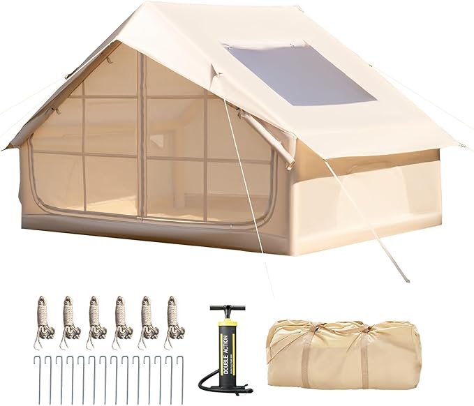 YOLENY 2/4/6 Person Inflatable Tents for Camping, Quick Setup in 2 Minutes with Hand Pump, Oxford Blow Up Tent with Skylight & Canopy, Spacious Cabin Tent for Family Camping & Hiking
