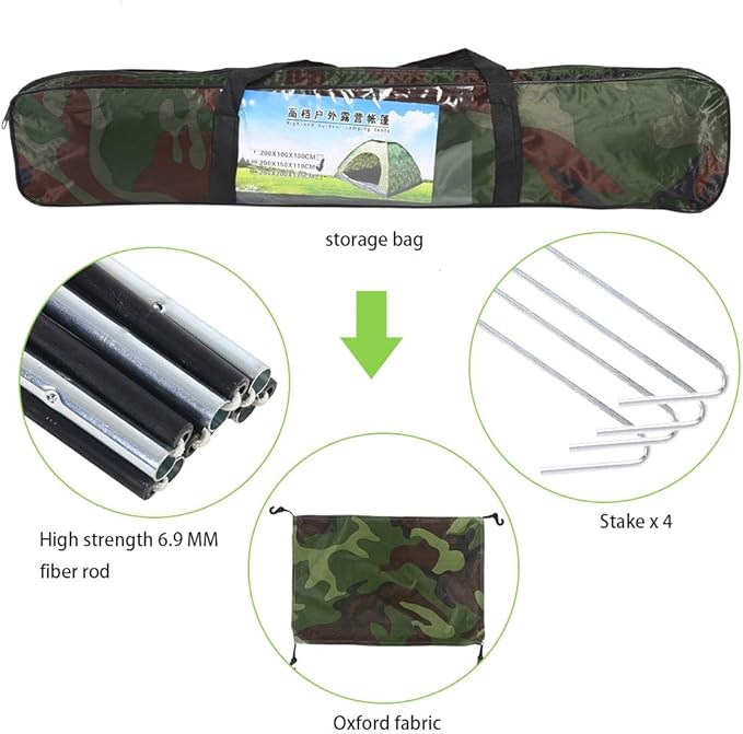 Outdoor Tent, 2 Persons 40 Tent Portable Tent for Camping Hiking and Spare Parts