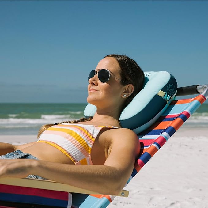 Ballast Beach Pillow – Comfy, Durable & Compact, Stays Put on Windy Beaches with Patented Sand Pouch, Inflatable Pillow for Beaches, Pools, Camping, Festivals and Travel (Oahu Floral)