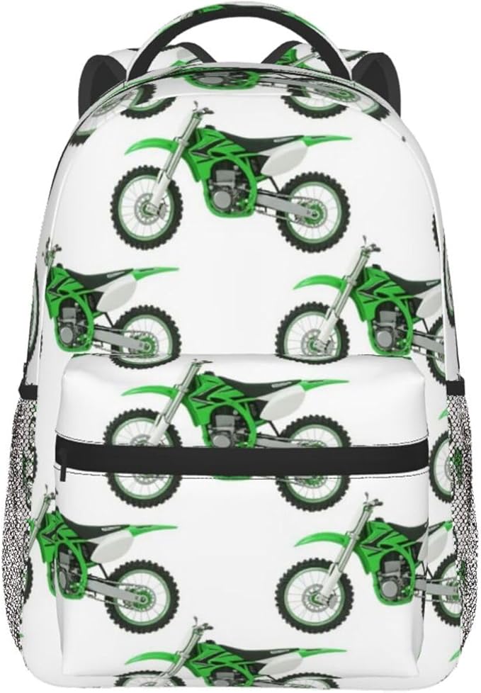 Men Women Polyester Motorcycle Green Dirt Bike Green Daypack Big Capacity Shoulder Bag With Smooth Zippers for Hiking Work Walking Cycling