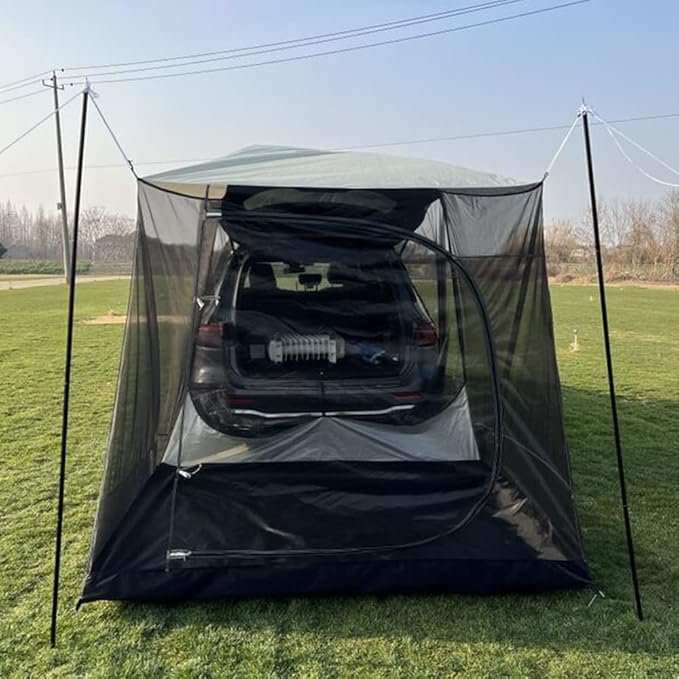Car Awning Sun Shelter Camping SUV Rear Tent, Portable Waterproof Roof Top Tent Canopy for SUV Minivan Hatchback Camping Outdoor Travel (Car Awning Sun Shelter with Mosquito Net)