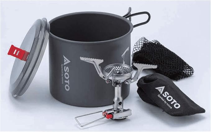 SOTO Amicus Stove with or without Igniter Camping Stove - Superior Under Windy Conditions, Shock Resistant, and Low-cost With High-end Performance Stove