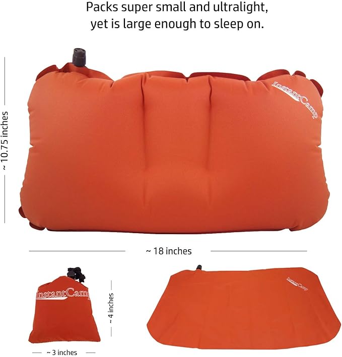 Ultralight Inflatable Backpacking Camping Pillow - Compact, Ergonomic, Durable for Lumbar Support, Camp, Traveling