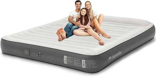 Naturehike Pillow Top Plush Compact King Air Mattress, Blow Up Bed with Rechargeable Built-in Electric Pump, Inflatable Airbed for Camping, Home, Guests