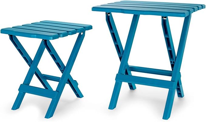 Camco 51680 Small Quick-Folding Adirondack Table, Plastic, Aqua