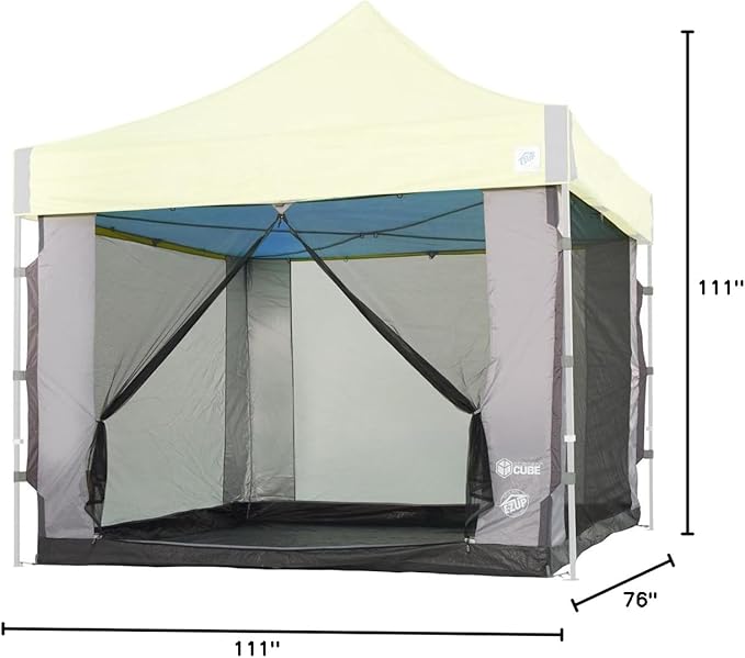 E-Z UP Cube Mesh Canopy Screen Room, Fits 10' x 10' Straight Leg Shelters Eclipse, Enterprise, Pyramid, Vantage Canopies (Shelter NOT Included, Must Purchase Seperately)