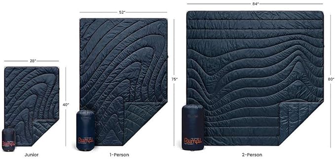 Rumpl Original Puffy Blanket - Warm Puffy Camping Blanket, 100% Recycled Polyester Insulation, Lightweight, Packable, Water-Resistant, Outdoor Puffer Blanket, 80"x84", Cypress
