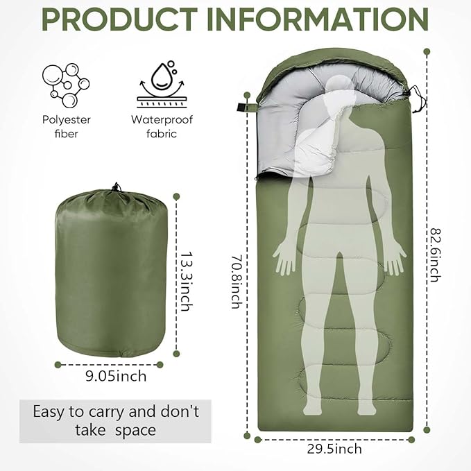 OBTANIM Sleeping Bags Portable Waterproof Camping Sleeping Bag for Adults Kids 4 Seasons Cold Weather or Warm Backpacking Hiking Mountaineering Indoor Outdoor Use